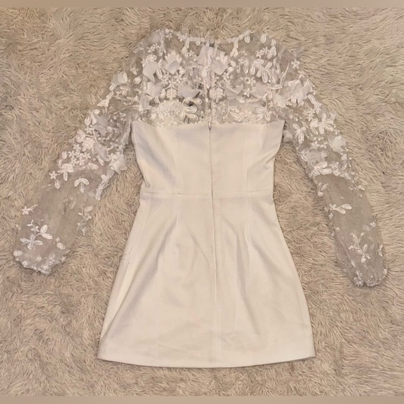 NWOT Dress the Population Mila 3d floral Long Sleeve Minidress White S - Picture 6 of 9
